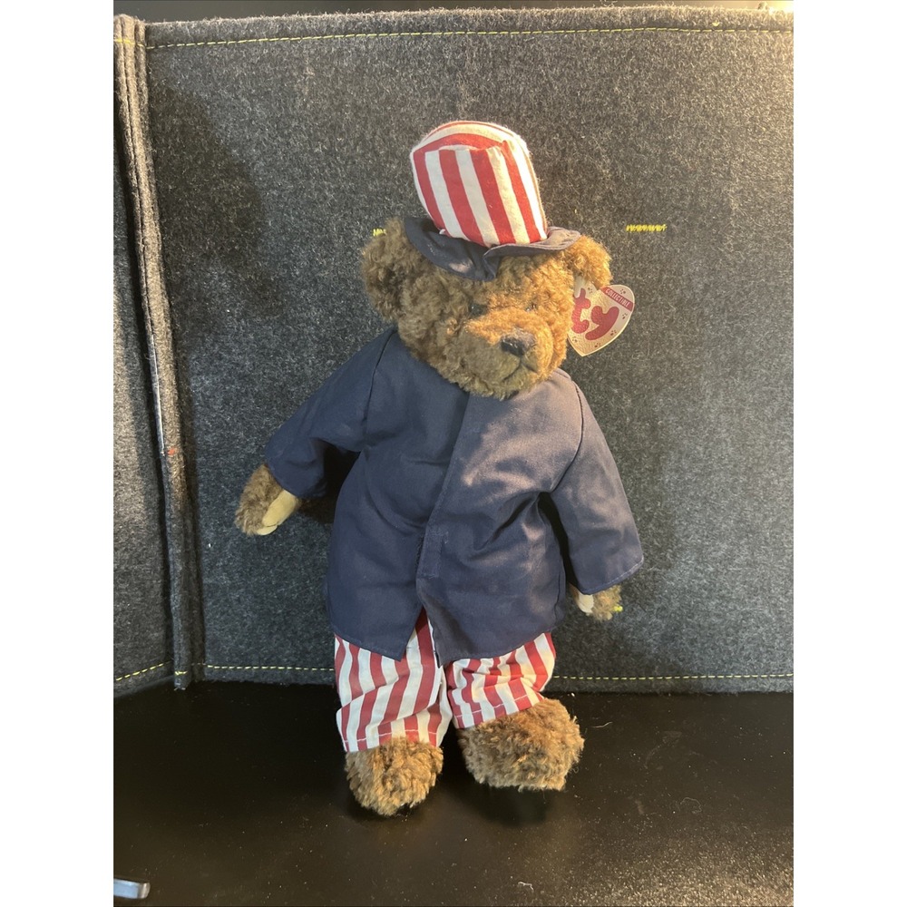 VINTAGE 1993 TY‎ ATTIC TREASURES LG BEAR 13" PATRIOTIC RED WHITE BLUE w/TAGS